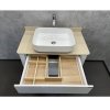 Тумба с раковиной Comforty Лондон 90-2 белый глянец с бежевой столешницей