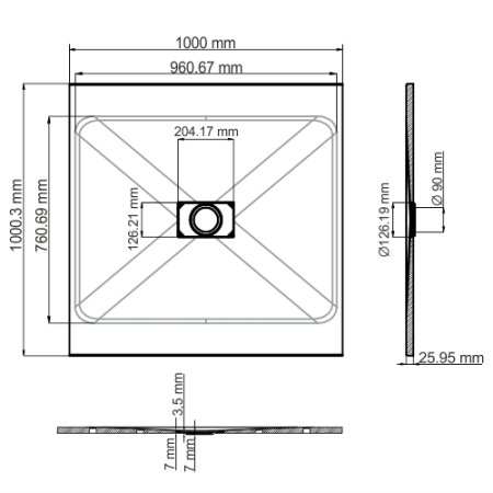 Душевой поддон WasserKRAFT Elbe 74T 100x100 (черный)