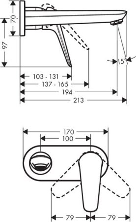 Смеситель Hansgrohe Novus для раковины настенный (внешняя часть) 71127000