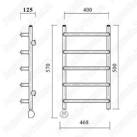 Полотенцесушитель электрический Domoterm Стефано 40х50 П5 (L) хром