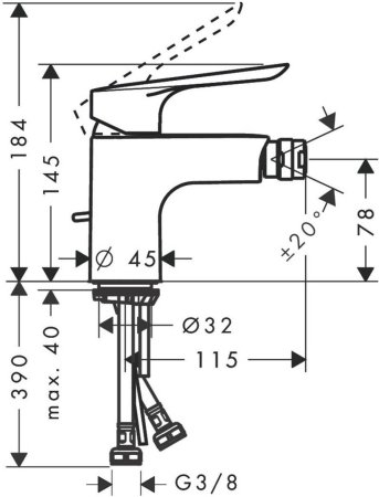 Смеситель Hansgrohe Logis E для биде с донным клапаном 71232000