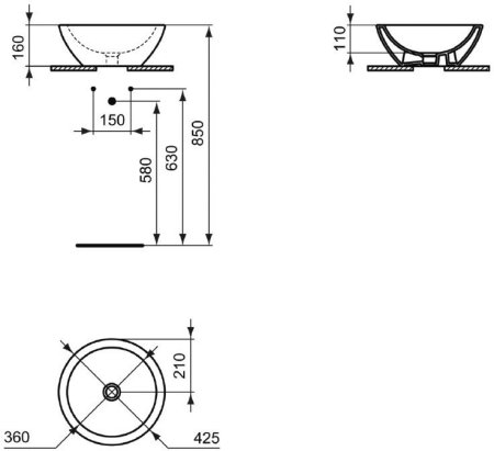 Раковина Ideal Standard Strada 42см накладная