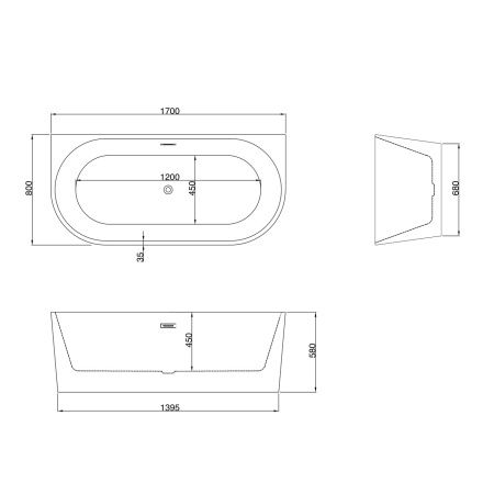 Акриловая ванна Grossman GR-17071 Cristal 170x80