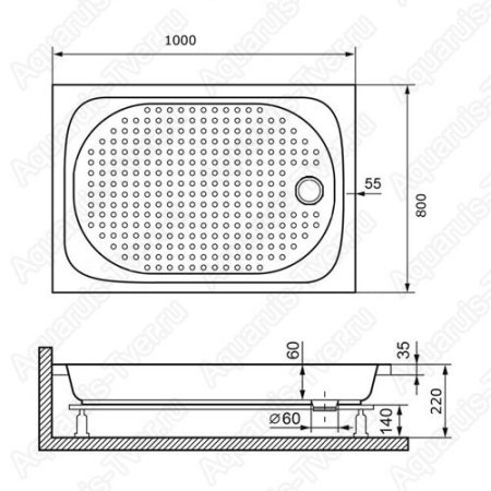 Душевой поддон RGW Lux/TN 100x80