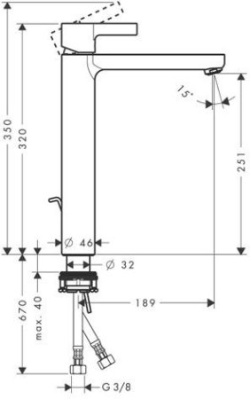 Смеситель Hansgrohe Metris S для раковины (высокий)