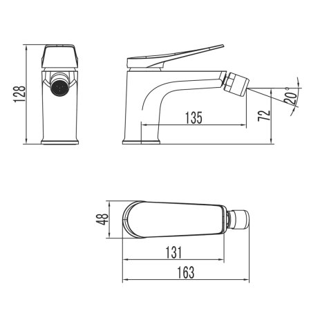 Смеситель Lemark Bronx для биде с донным клапаном LM3708BL