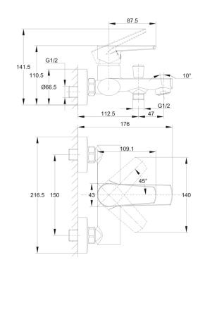 Смеситель для ванны Cersanit Moduo 64097