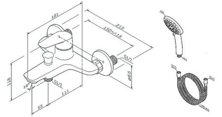 Смеситель для ванны Am.Pm Joy F85E15000