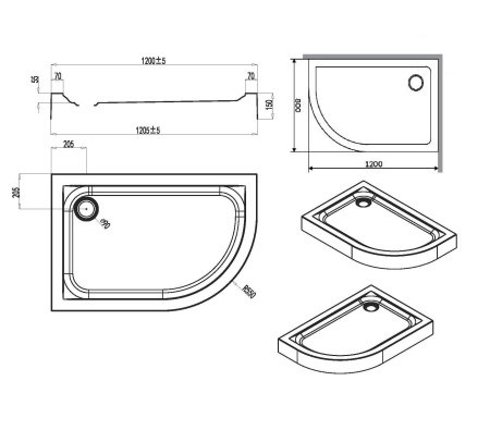 Душевой поддон Am.Pm Like (R) W83T-302R120W 120х80