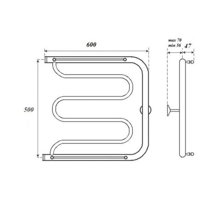 Полотенцесушитель водяной Point Фокстрот PN25556P 53x60 с полкой (хром)