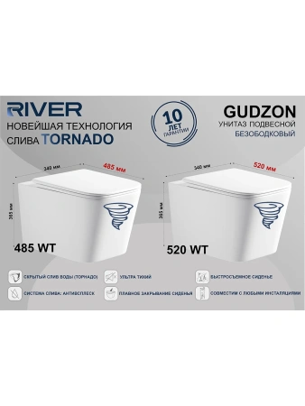 Унитаз подвесной River Gudzon 485 WT 10000013702