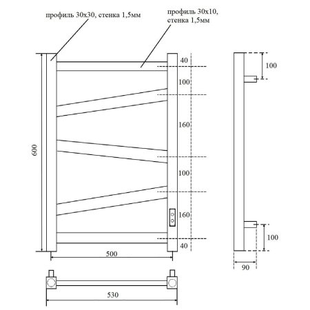 Полотенцесушитель электрический Point Феникс PN15856B 60x53 (черный)