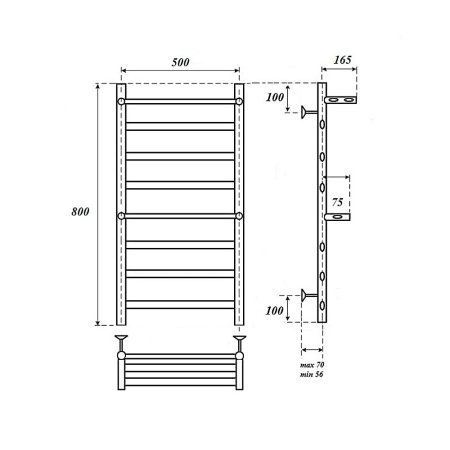 Полотенцесушитель водяной Point Артемида PN14158P 80x53 с полкой (хром)