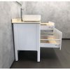 Тумба с раковиной Comforty Лондон 90-2 белый глянец с бежевой столешницей