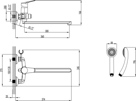 Смеситель Lemark Partner LM6557C для ванны