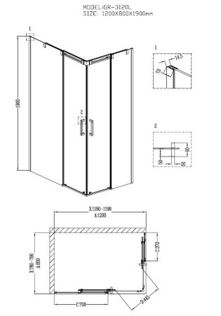 Душевой уголок Grossman GR-3120L Galaxy 120x80 (L)