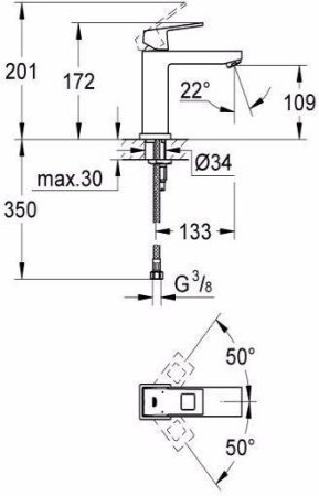 Смеситель Grohe Eurocube для раковины 23446000