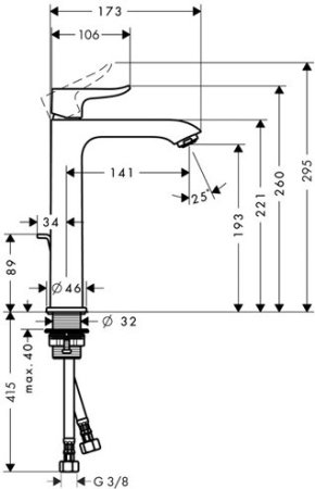 Смеситель Hansgrohe Metris для раковины (высокий) 31183000