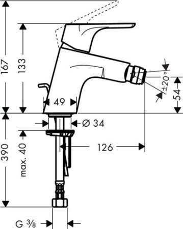 Смеситель Hansgrohe Focus для биде с донным клапаном 31920000