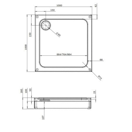 Душевой поддон Am.Pm Gem 100x100 W90T-403-100W