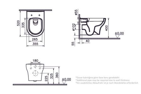 Унитаз подвесной Vitra Zentrum Round 7786B003-0075