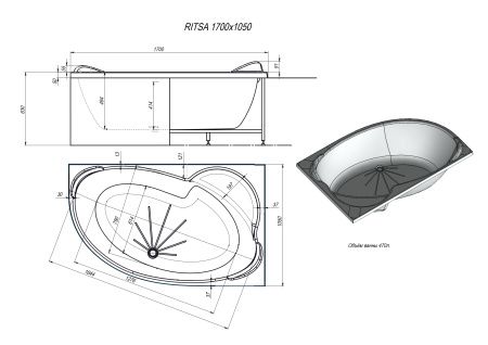 Акриловая ванна Alex Baitler Ritsa 170x105 (R)