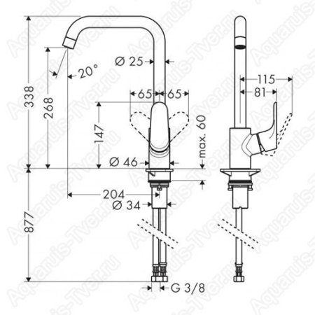 Смеситель Hansgrohe Focus для кухни (черный матовый) 31820670