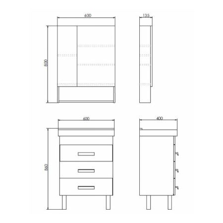 Шкаф-зеркало Comforty Никосия-60 белый глянец 00-00011199CF