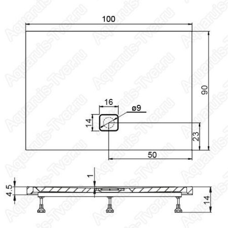 Душевой поддон Riho Basel 414 100x90 без ножек и панели