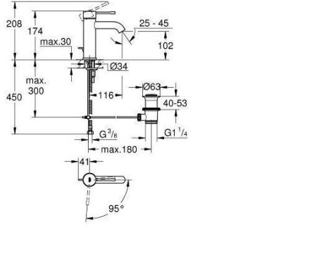 Смеситель Grohe Essence+ для раковины с энергосберегающим картриджем 23591001