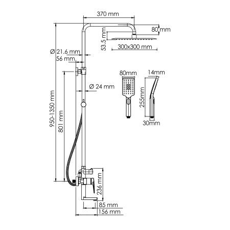 Душевая система WasserKRAFT A155.260.201.BG