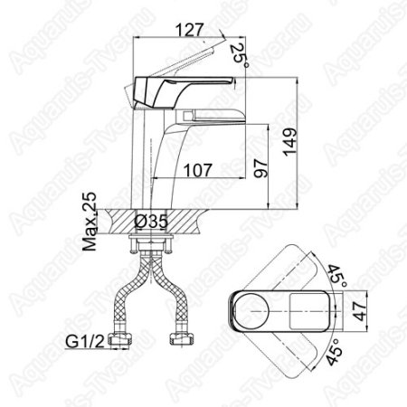 Смеситель D&K Technische для раковины каскадный (черный)