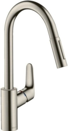 Смеситель Hansgrohe Focus для кухни с выдвижной лейкой (сталь)