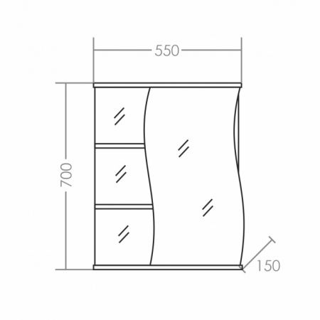 Шкаф-зеркало СанТа Волна 55см (R)