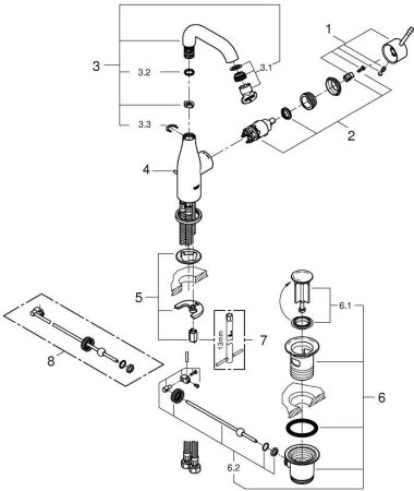 Смеситель Grohe Essence+ для раковины (с донным клапаном) 23462001