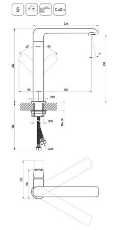 Смеситель для раковины Ravak Flat FL 016.20 X070174