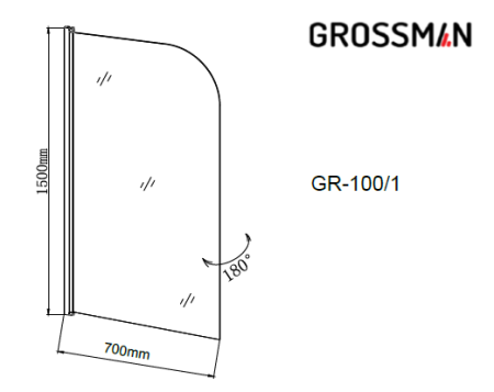 Шторка на ванну Grossman GR-100/1 150x70