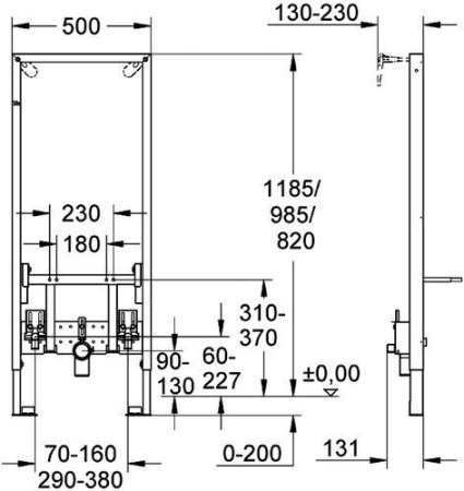 Инсталляция Grohe для биде (без креплений к стене)