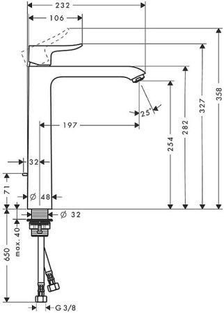 Смеситель Hansgrohe Metris для раковины (высокий) 31082000