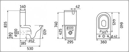 Унитаз-компакт CeramaLux NS-2178-18