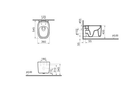 Унитаз подвесной Vitra Plural 7830B403-0075