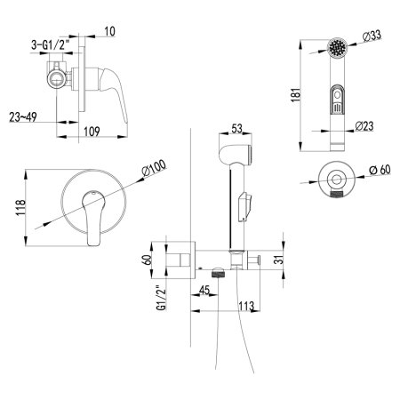Смеситель Lemark Plus Advance LM1219C для гигиенического душа