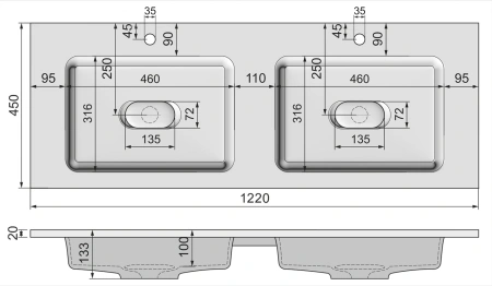 Раковина Jorno Modul 120 Mol.08.120/W