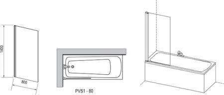 Шторка для ванны Ravak Pivot 80см 79840300Z1