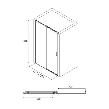 Душевая дверь в проем Alex Baitler AB64B120 120x200