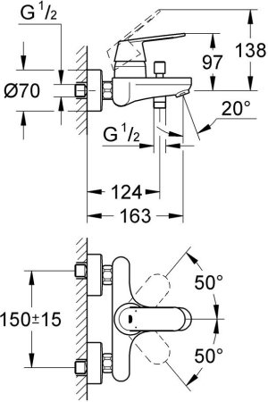 Смеситель Grohe Eurosmart Cosmopolitan для ванны 32831000