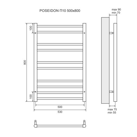 Полотенцесушитель водяной Lemark Poseidon LM42810 П10 50x80