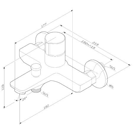 Смеситель для ванны Am.Pm X-Joy F85A10522