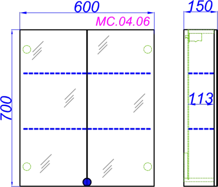 Шкаф-зеркало Aqwella МС 60см MC.04.06