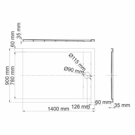 Душевой поддон WasserKRAFT Rhin 44T36 140х90